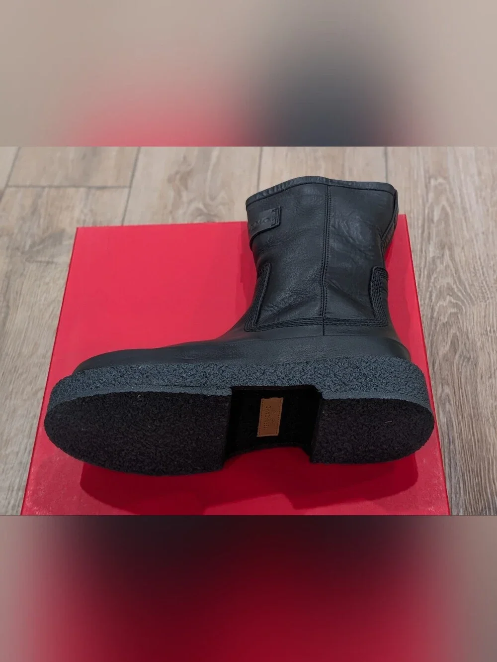Men's Black Leather Pull-On Boots